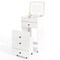 White Flip-Up Vanity Set with LED Mirror, Storage & Rolling Stool